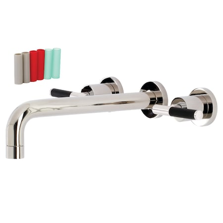 Kingston Brass KS8026CKL Two-Handle Wall Mount Tub Faucet, Polished Nickel KS8026CKL